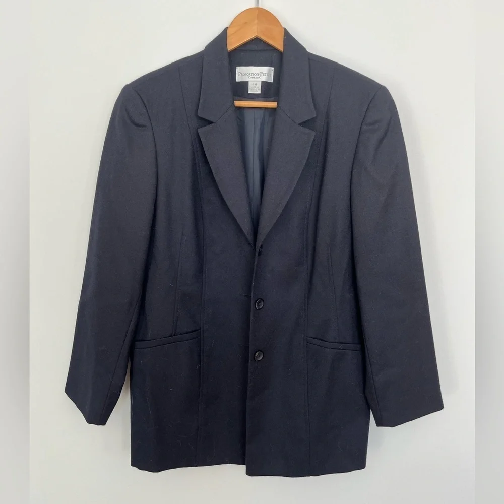 Women’s vintage 100% wool oversized navy blue Blazer size 14 - Picture 5 of 5